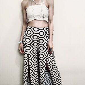 H/G Linen Blend Wide Leg Pants Size Medium